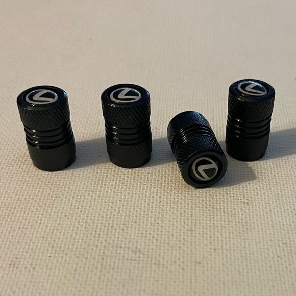 Lexus logo valve Stem caps in Black set of 4. NWT - Picture 3 of 4